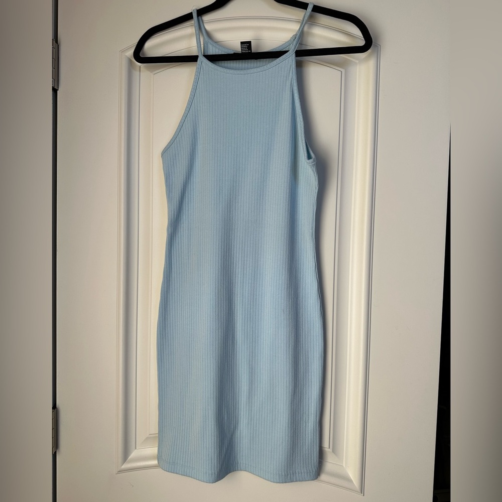 Blue High Neck Dress